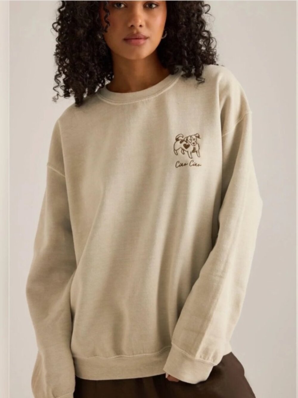 NWT Anthropologie Embroidered Dog Sweatshirt Ciao Ciao